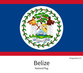 National flag of Belize with correct proportions, element, colors