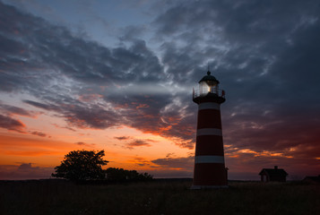 Lighthouse, Gotland   - The Närsholmen lighthouse on the island Gotland, Sweden at dusk.