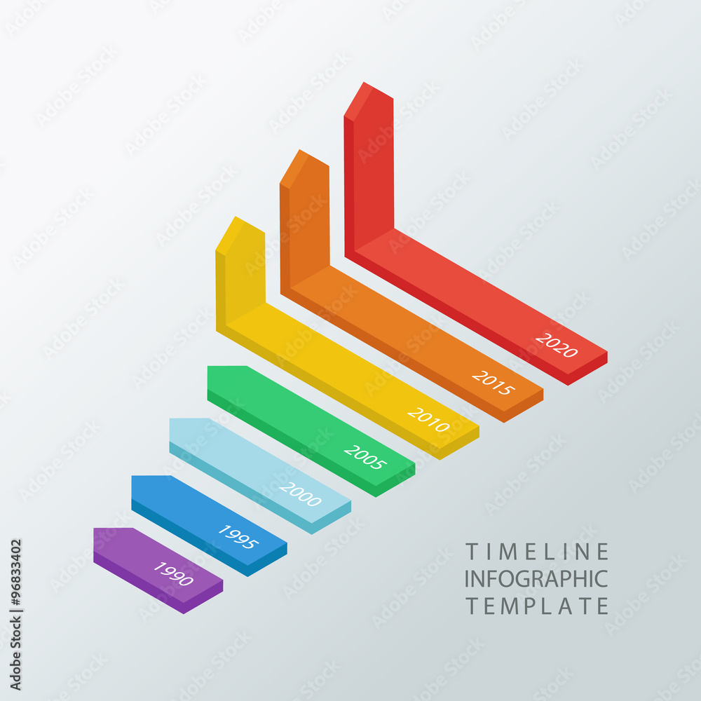 Poster Isometric timeline infographic design template.Vector illustration for workflow layout, diagram, number options, web design.