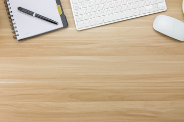 Office supplies on the wooden desk