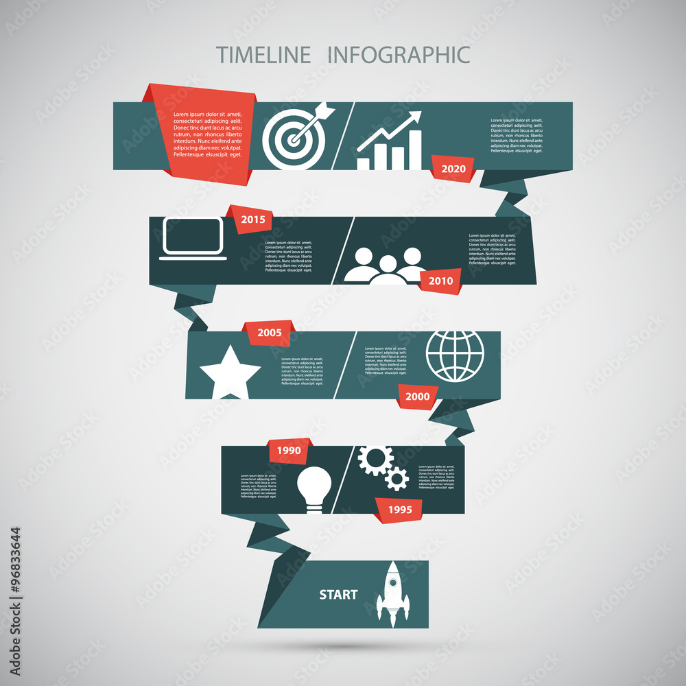 Poster Timeline infographic design template.Vector illustration for workflow layout, diagram, number options, web design.