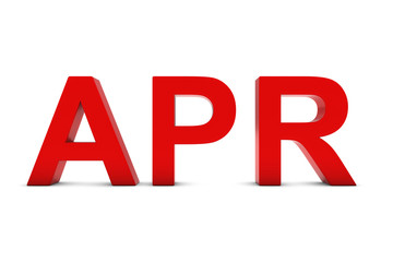 APR Red 3D Text - April Month Abbreviation on White