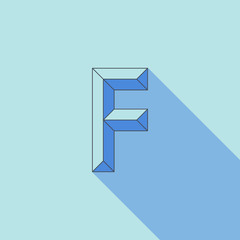 Sign the letter F. Logo design template with long shadow. Vector illustration.