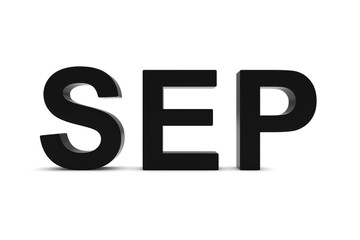 SEP Black 3D Text - September Month Abbreviation on White