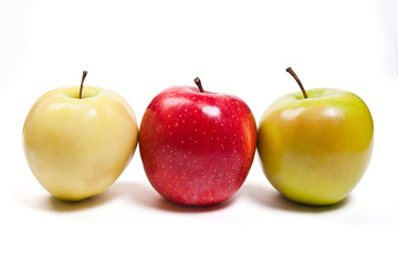 Group of ripe apples on a white background