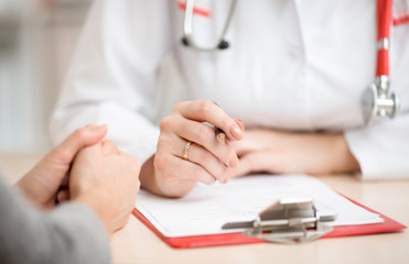 Doctor's desk during patient's consultation in clinic