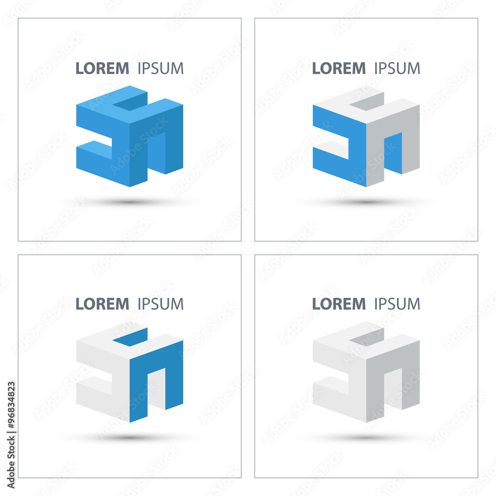Poster cube abstract isometric design logo template.