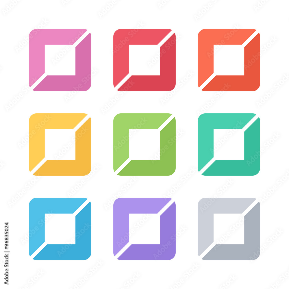 Poster set of color square templates. geometric logo design. vector illustration.