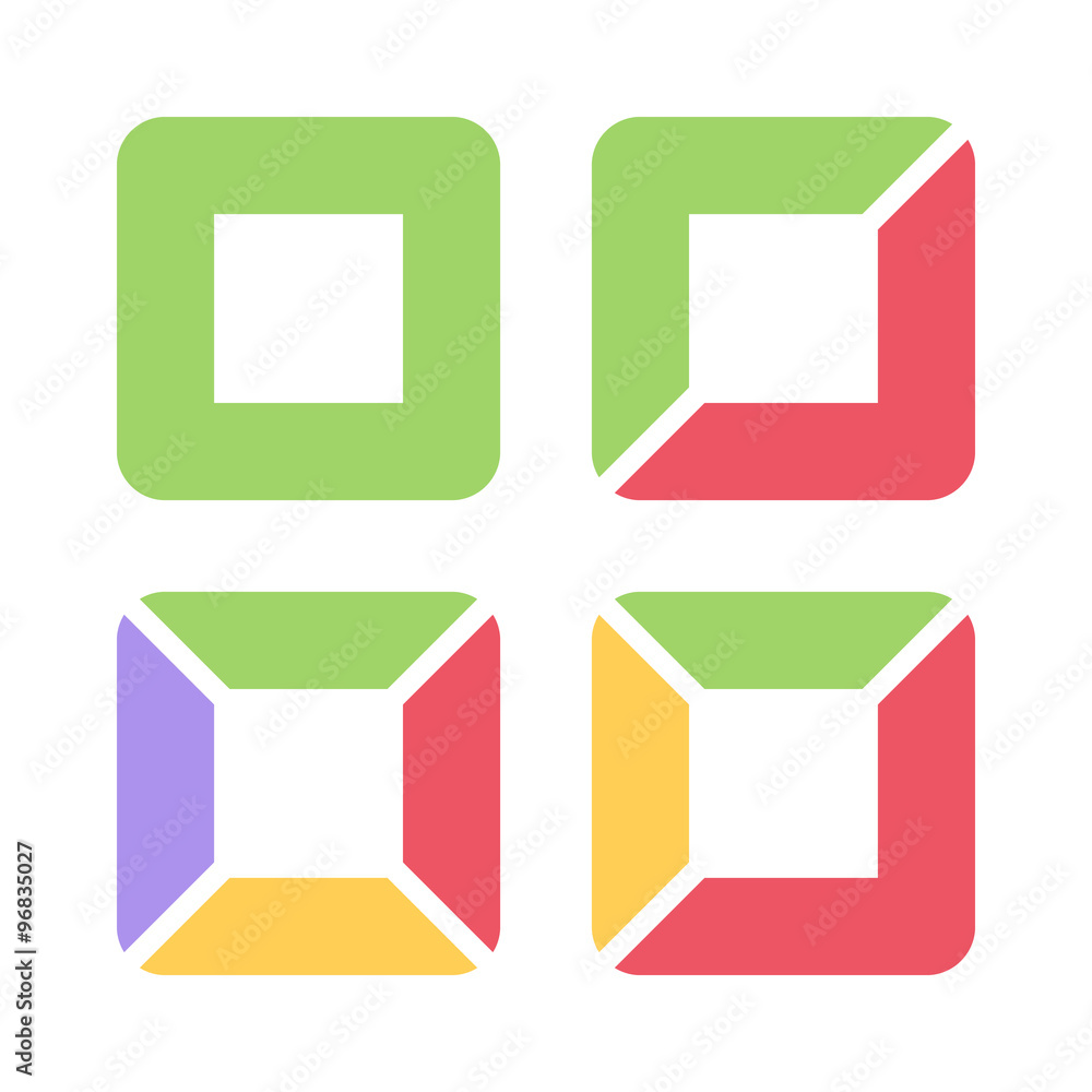 Poster set of color square template. geometric logo design. square icon. vector illustration.