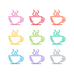 Coffee or tea cup icons. Vector illustration.