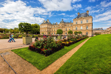 The Luxembourg Palace in Luxembourg Gardens in Paris, France.