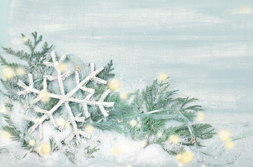 Frosty winter background at christmas time