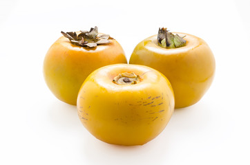 Persimmon on white with clipping path
