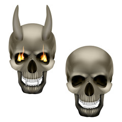 vampire skull with fangs and a human