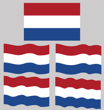 Flat and Waving Flag of Netherlands