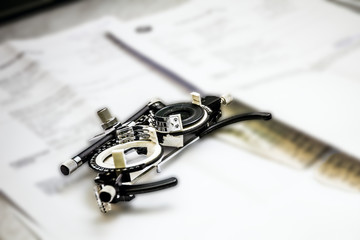 Spectacles used for eyesight tests.