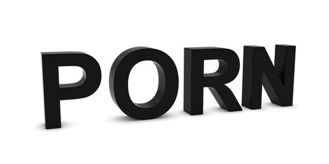 PORN Black 3D Text Isolated on White with Shadows