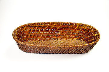 Empty bread basket isolated on white background