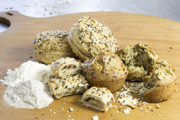 Buns Made of Wholewheat and Buckwheat Flour With Cereal Seeds