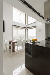 Bright white dining room