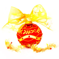 illustration od red and gold christmas ball 