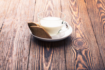 Gingerbread cookies and glass of milk