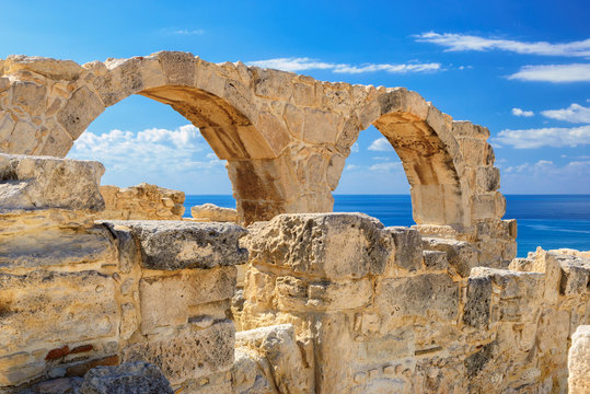 Old greek arches ruin city of Kourion near Limassol, Cyprus
