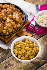 Chickpeas and chicken drumsticks curry