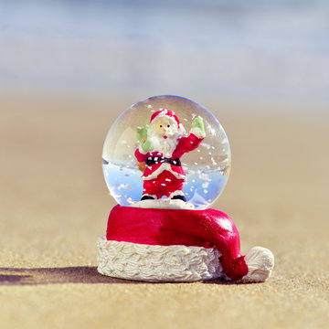 Christmas Snow Globe On The Beach