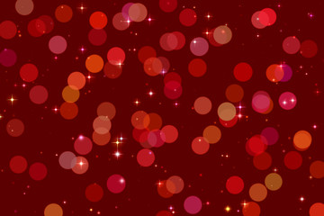 Red bokeh lights, particles and starglow, computer generated abstract background