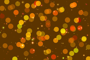 yellow bokeh lights, particles and starglow, computer generated abstract background