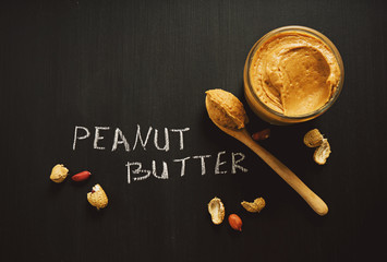 Peanuts and Fresh peanut butter on  background