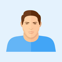 Male character. Man face flat icon.