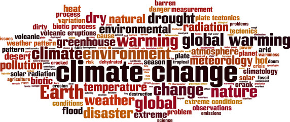 Climate change word cloud concept. Vector illustration
