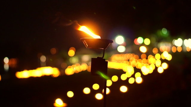 Video of Religious candle in loi Krathong lantern yeepeng night, Thailand. Thai traditional culture on full moon night
