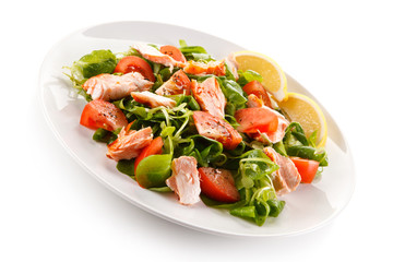 Fish salad - grilled salmon and vegetables 