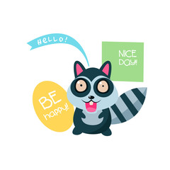 Cute Raccoon with a sign for text