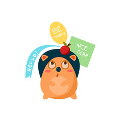 Cute hedgehog with a sign for text