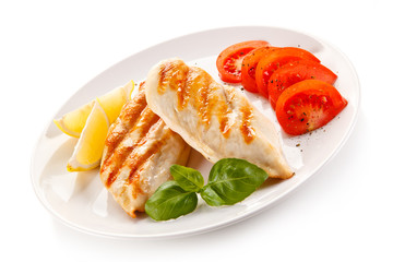 Grilled chicken fillet and vegetables 