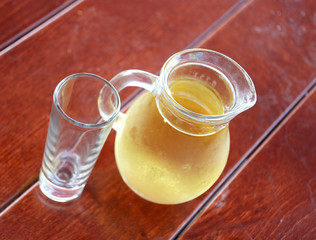 famous yellow rakia from macedonia, 