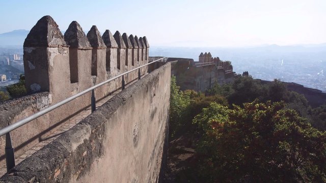 Alcazaba castle on Gibralfaro mountain. Malaga in Andalusia, Spain. 