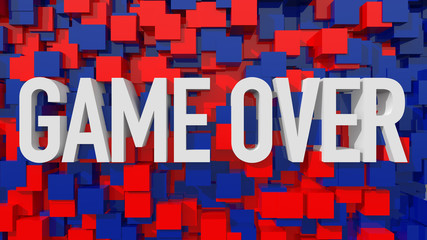 Extruded Game Over text with blue abstract backround filled with