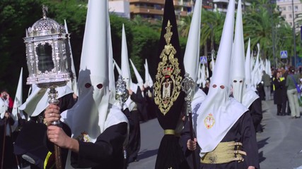 MALAGA, SPAIN - APRIL 19: Traditional processions of Holy Week (Easter) in the streets on April 19, 2009 in Malaga, Spain. 