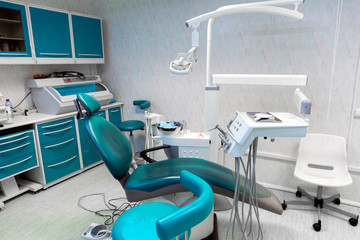 Interior dental office - chair and tools