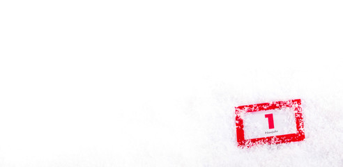 Neujahr als Kalenderdatum im Schnee