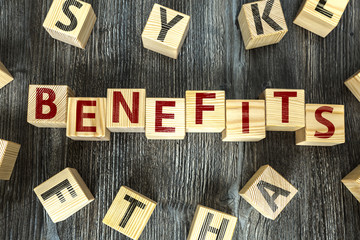 Wooden Blocks with the text: Benefits