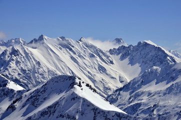 Bergpanorama im Hochgebirge, Winter