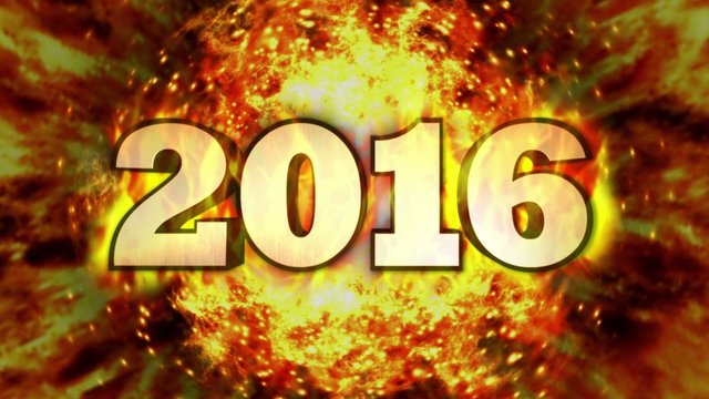 2016, New Year in Fiery Ring and Flames, LOOP, 4k 
