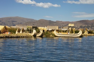 traditional reed boats, Lake Titicaca, Peru