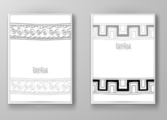 Brochure with Hand Drawn Doodle Border.